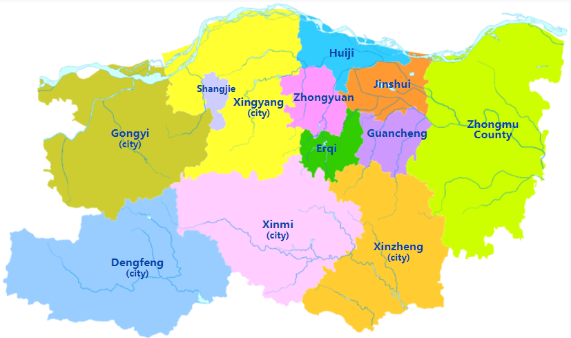 Zhengzhou Administrative Map